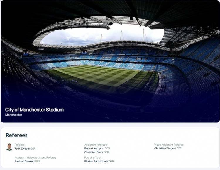 曼城vs那不勒斯欧冠裁判：德国裁判团领衔，兹瓦耶担任主裁